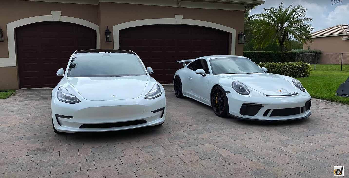 Производительность Tesla Model 3 уничтожает Porsche 911 GT3 с перчаткой Autocross