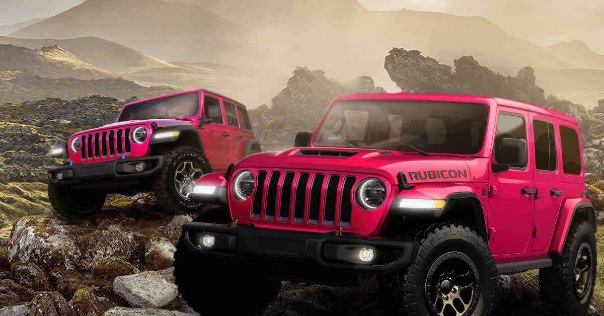 Jeep Wrangler покрашен в розовый цвет