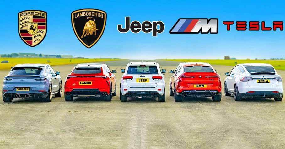 Cayenne Turbo GT против Lambo, BMW, Jeep и Tesla