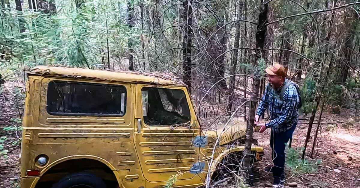 спасение редкого Suzuki Jimny из горного плена, в котором внедорожник провел полвека