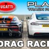 Bugatti Chiron Super Sport hypercar competed in drag racing with Tesla Model S Plaid