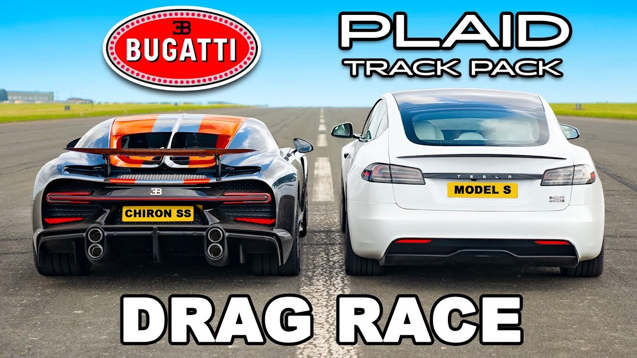 Гиперкар Bugatti Chiron Super Sport соревновался в дрэг-рейсинге с Tesla Model S Plaid