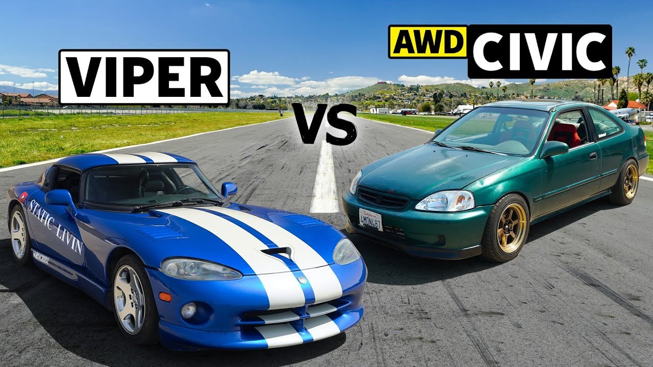 Блогеры устроили дуэль между Dodge Viper и спорткаром Honda Civic с 556-сильным двигателем