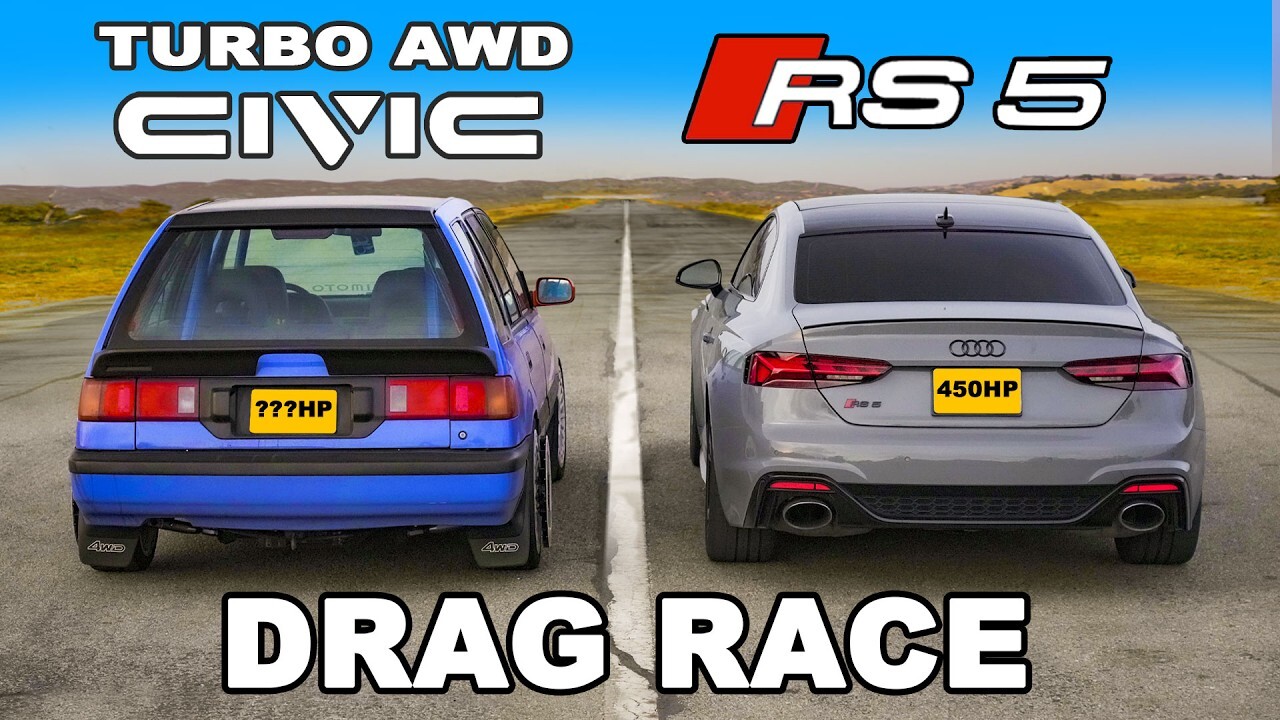 Блогеры устроили битву между купе Audi RS 5 и старым универсалом Honda Civic