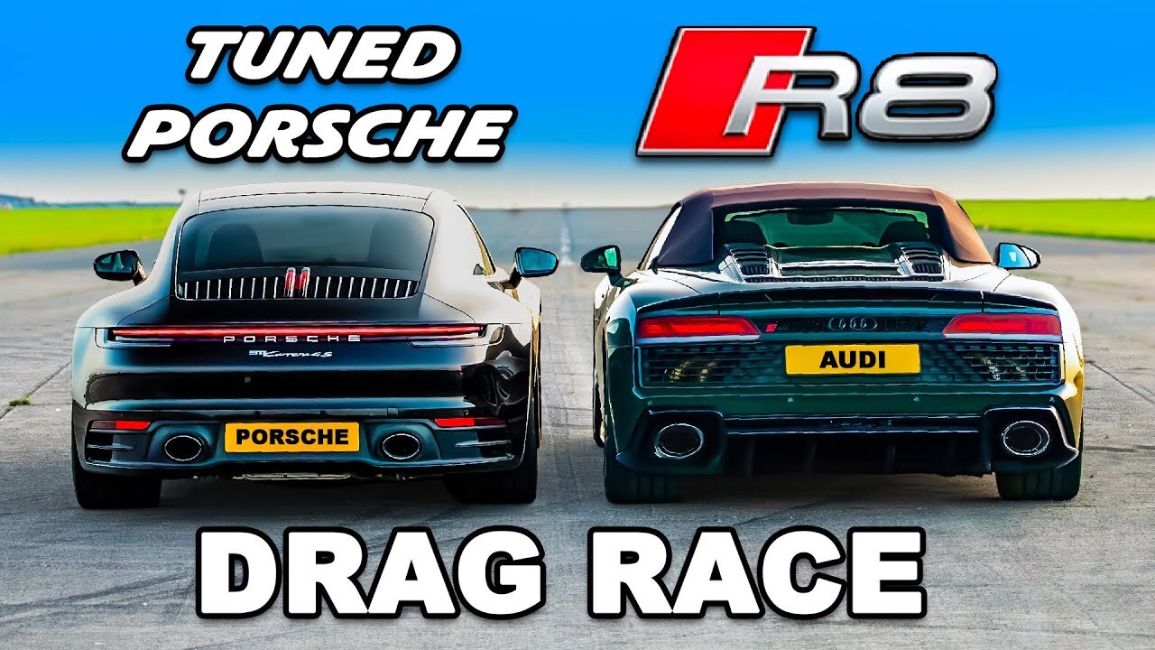 Блогеры устроили битву между стандартным Audi R8 и доработанным Porsche 911