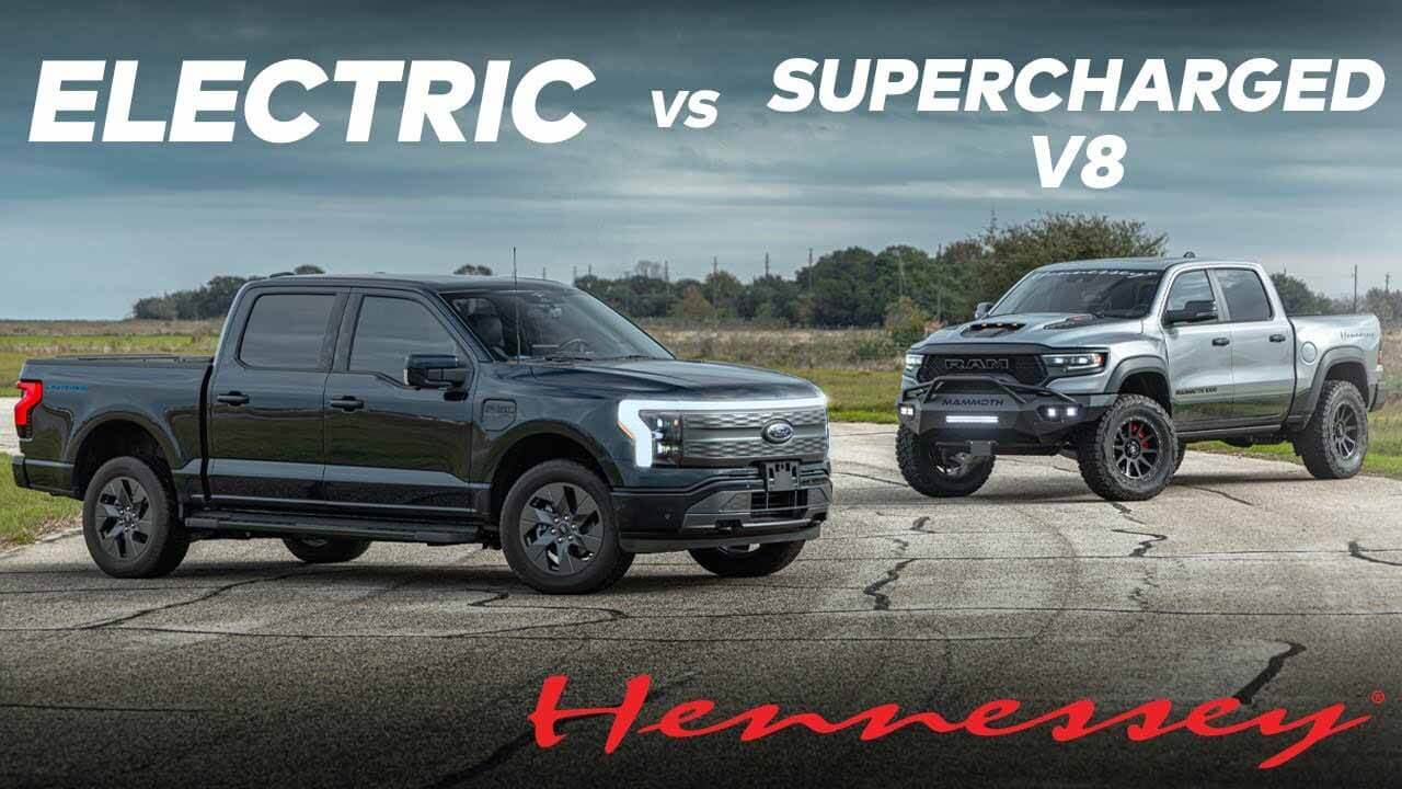 Hennessey staged a battle between Mammoth 1000 Ram TRX and Ford F-150 Lightning pickup trucks