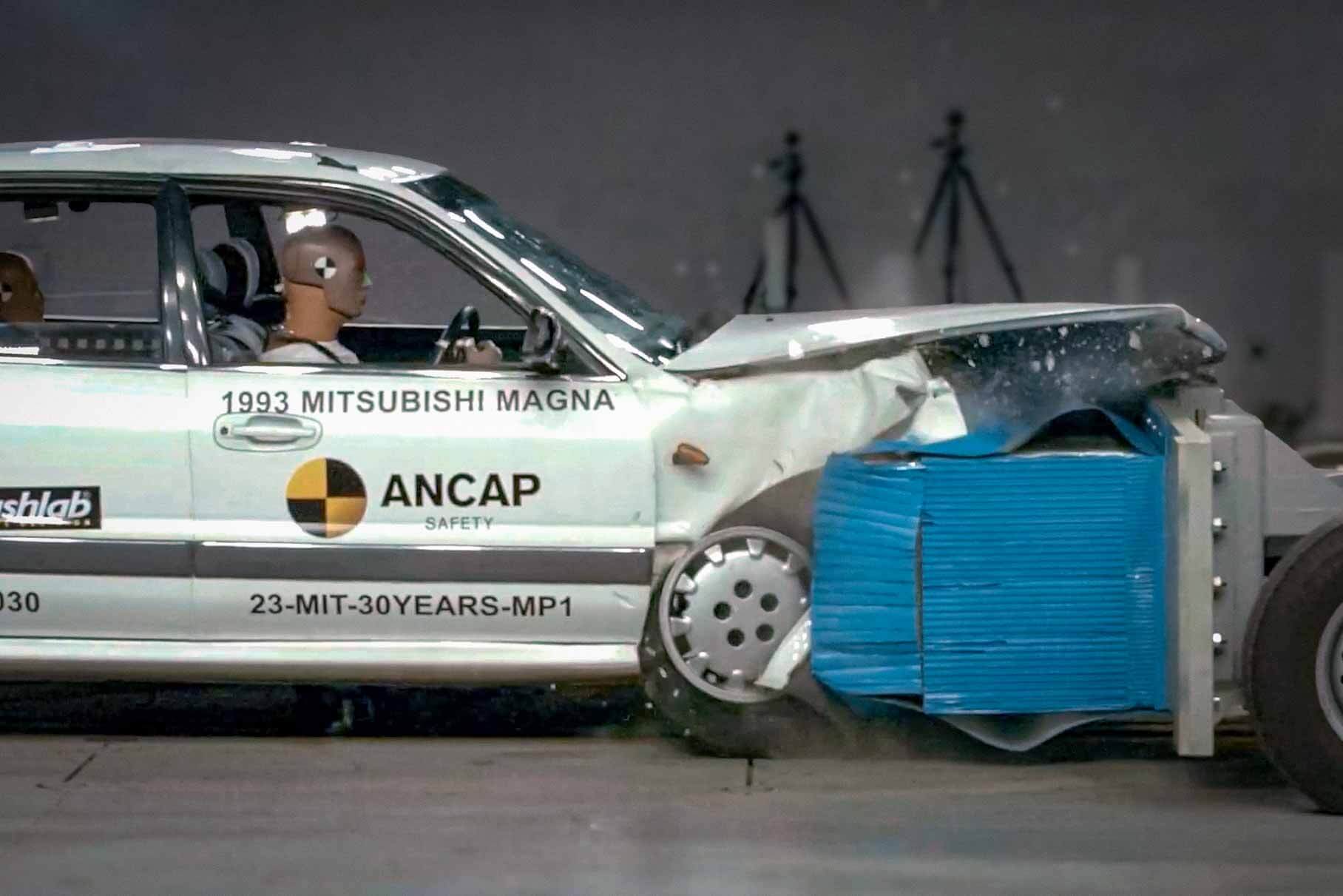 Safety tests of a 1993 Mitsubishi Magna were shown online