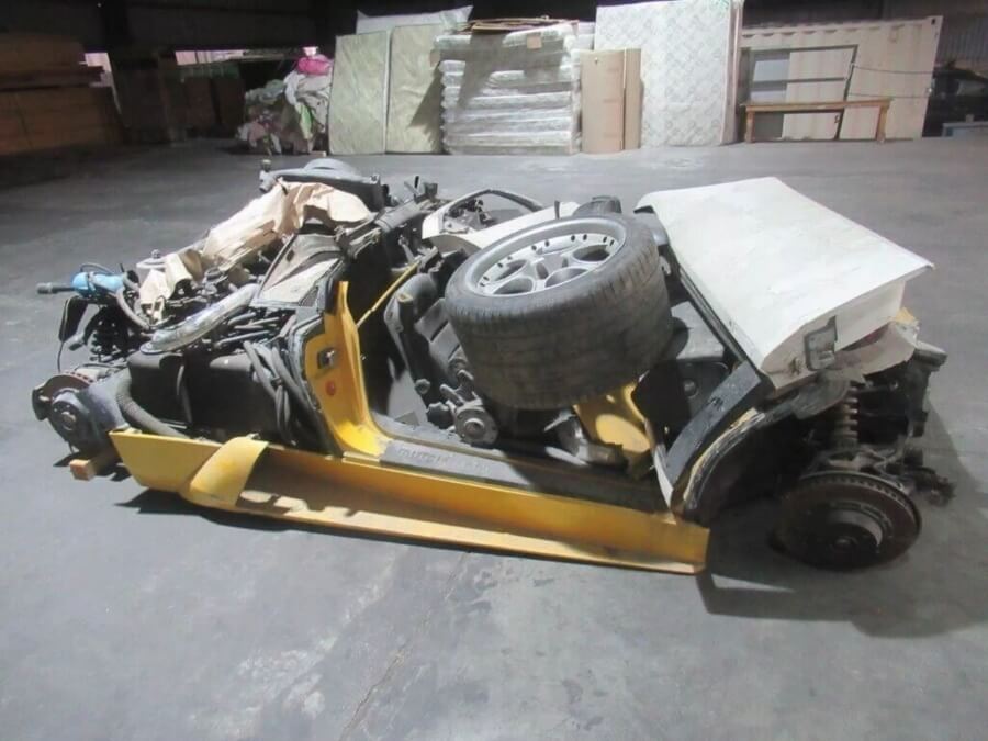 The remains of two wrecked Lamborghini Murcielago supercars are being sold in Germany.  Expensive!