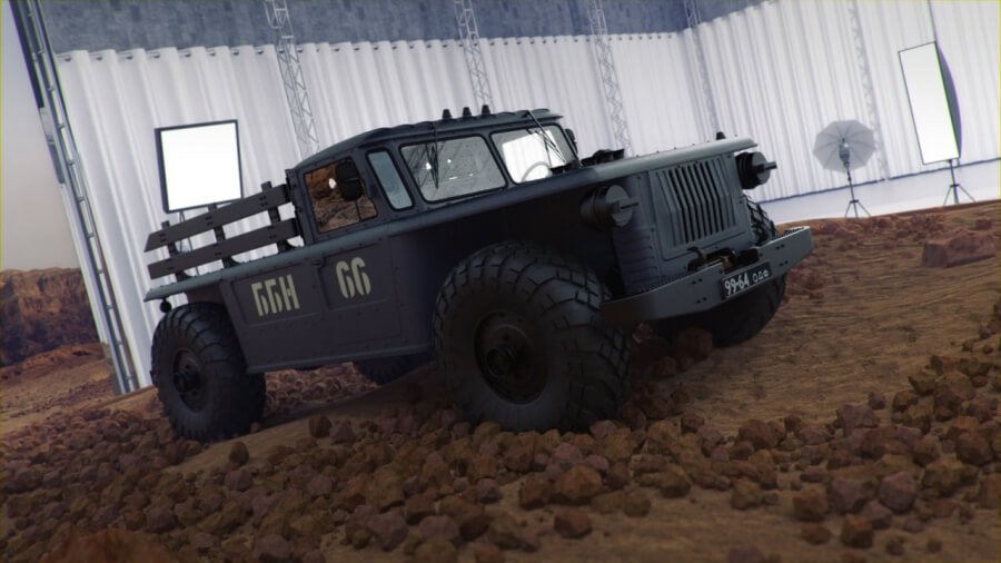 The designer turned the GAZ-66 into an unusual all-wheel drive pickup truck