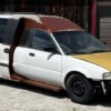Check out the unusual movie set car made from a Suzuki Esteem and a Ford Windstar