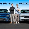 New Toyota Camry and Honda Accord sedans compete in drag racing